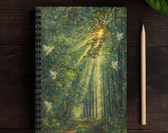 Enchanted Forest Fairies Journal With Sunlit Woodland Artwork Magical Nature Path Notebook Spiral Writing Book Dreamy Fantasy Sketch Pad