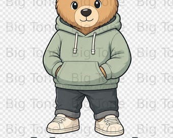 Jahr 6 Bär Digital PNG Clipart, niedlicher Hoodie Bär Schulschüler Design, Schulgeschenk für Kinder & Lehrer