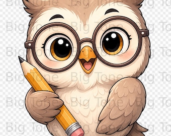Niedliche Eule mit Brille PNG, Lehrer Wertschätzung Digitale Kunst, Smart Eule Clipart für Schulanfang, Studenten Geschenkidee, Akademische Eule Grafik