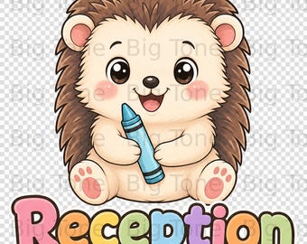 Niedliche Igel zurück zur Schule Empfang T-Shirt Digital Design PNG-Datei | Erster Schultag Grafik | Zurück zu Schule Kinder Kindergarten SVG
