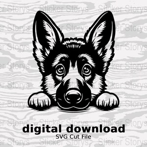 Duitse herdershond Deze digitale download van hoge kwaliteit bevat een prachtig gedetailleerde lijnillustratie van een digitale download van een schattige hond