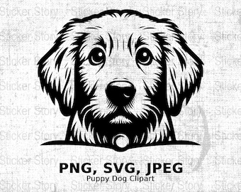 Hunde Portrait SVG: Schwarz Weiß Haustier Clipart (digitaler Download)
