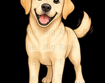 Golden Retriever Welpe Clipart Digitaler Download, glücklicher Hund Kunst, süße Haustier Illustration, Hund Mama Geschenk, Labrador Retriever PNG zum Basteln &