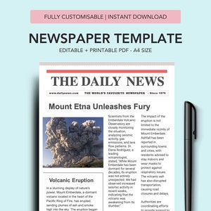 Newspaper Template Editable Newspaper Template Tabloid Template
