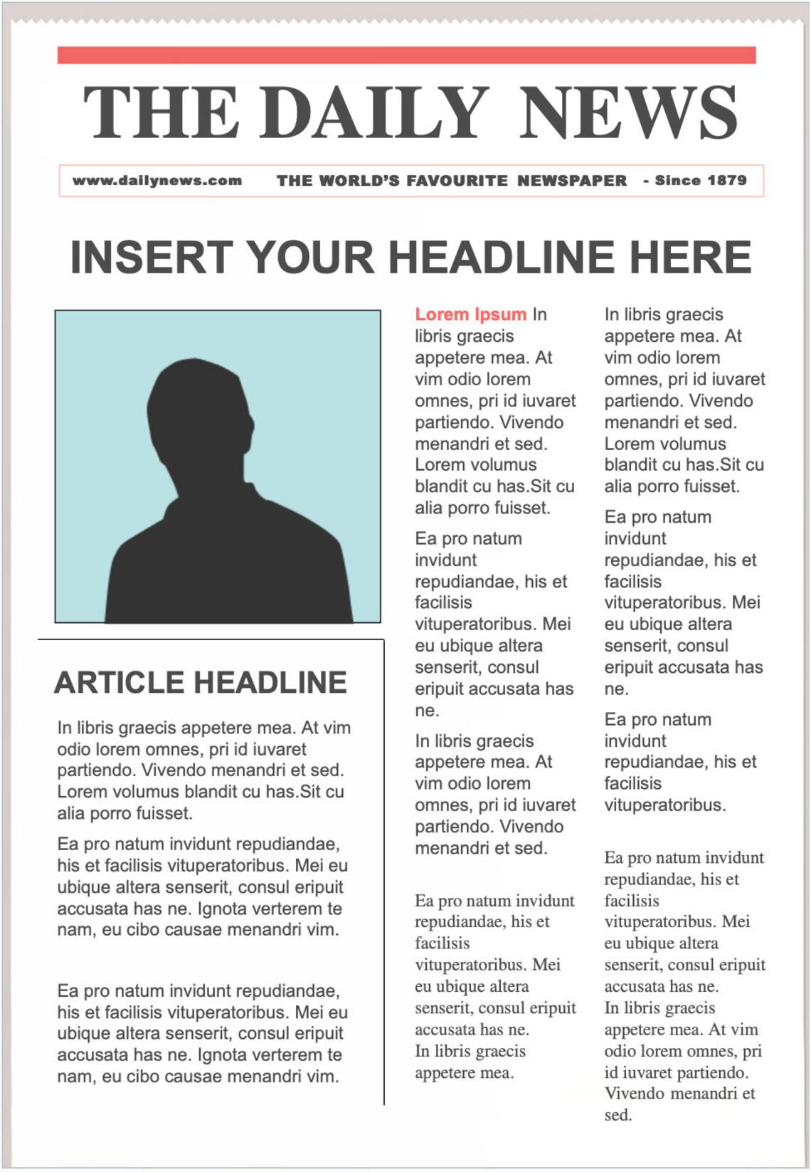 Newspaper Template, Editable Newspaper Template, Tabloid Template ...