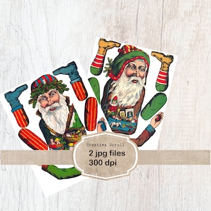 Druckbare Santa Puppe / Vintage Papier Santa / Sofortiger digitaler Download