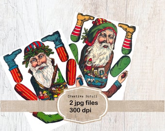 Printable Santa Puppet/ Vintage Paper Santa/ Instant Digital Download