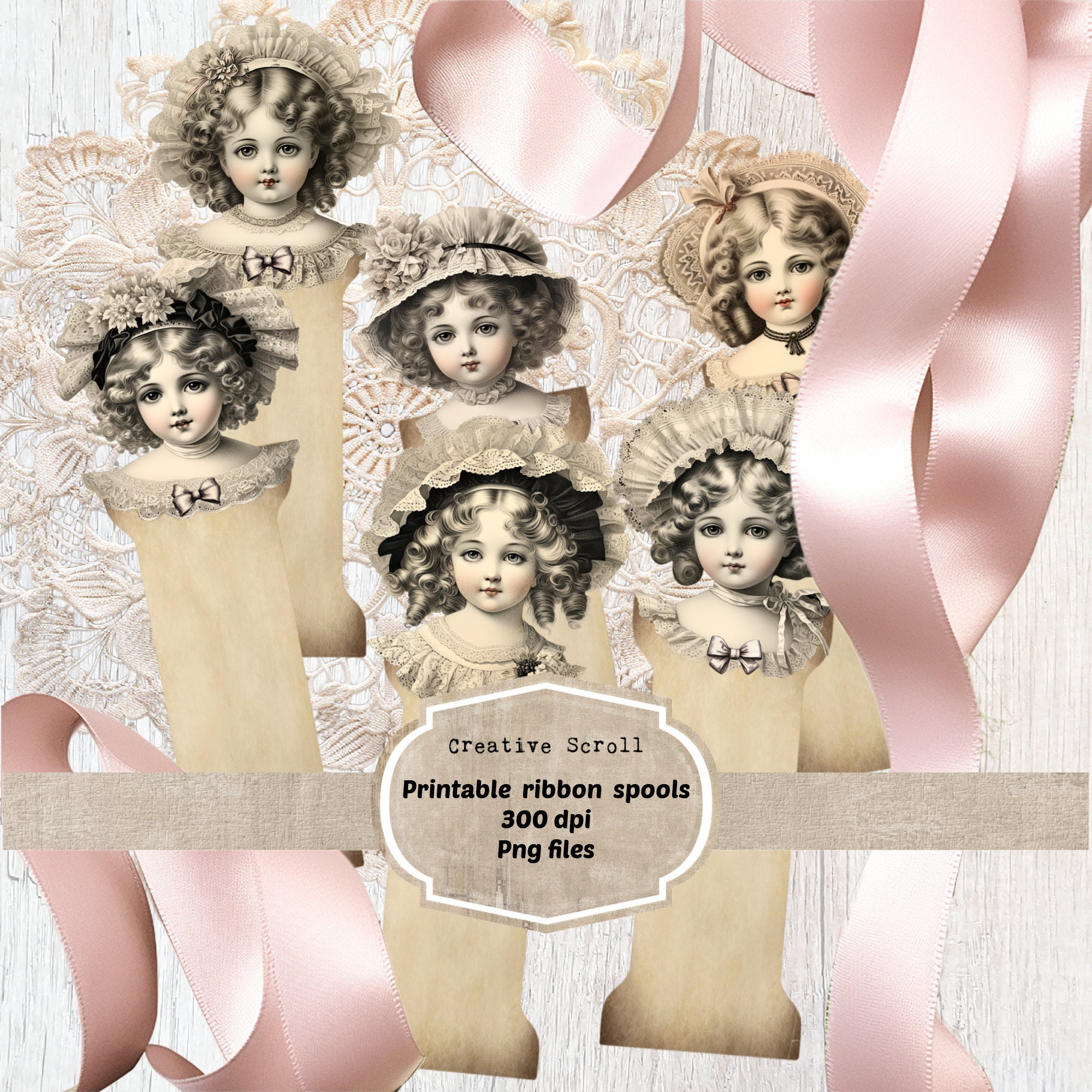 Printable Ribbon Spools/ Paper Lace spools / Instant Digital Download
