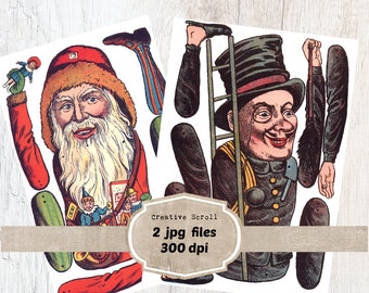 Printable Santa Puppet/ Vintage Paper Santa/ Instant Digital Download