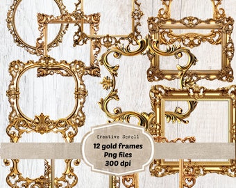 Gold Frames instant download/ Digital Frames/ Printable Frames