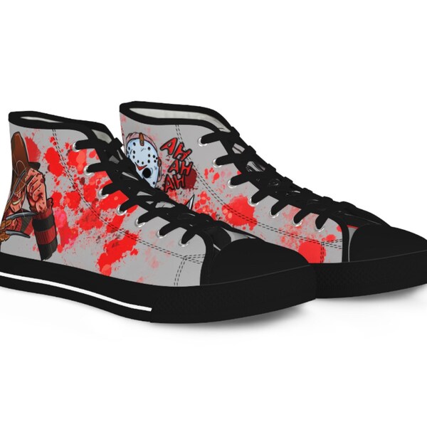 Men's and Women's High Top Horror Converse inspired Shoes, Creepy Sneakers, Unique Gothic Footwear, Halloween Shoes