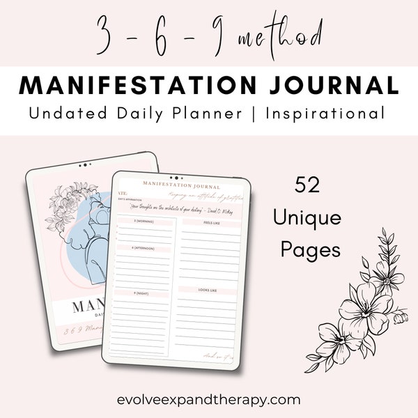 Manifestation Journal 3-6-9 Method / Good notes compatible/ Digital / Printable