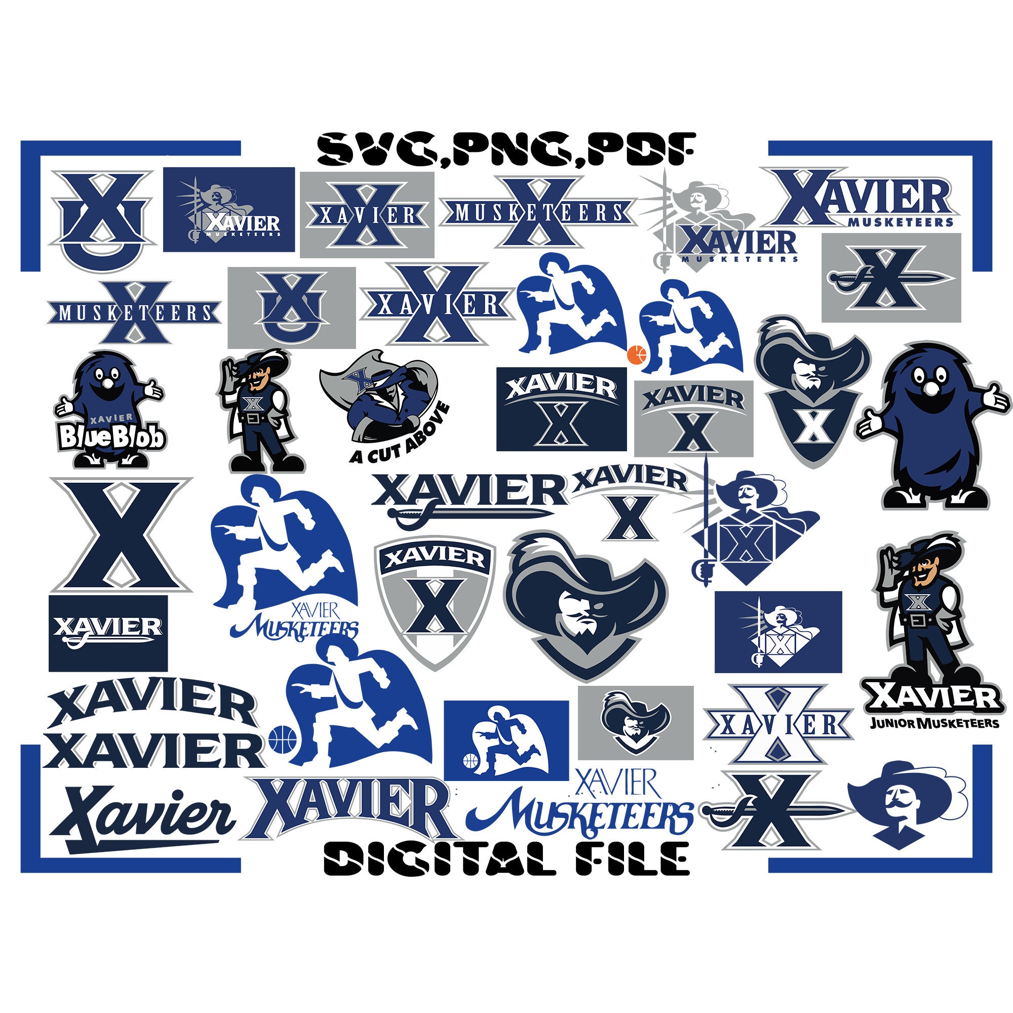 Custom College Basketball Jerseys Xavier Musketeers Jersey Name and Number White