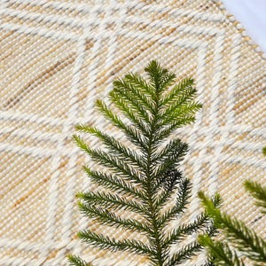 Beige Handgewebter Wollteppich, Handgewebter Teppich im Rauten Design