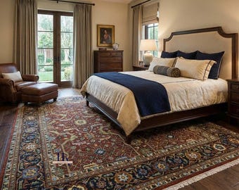 Red Persian Rug Traditional Hand Knotted  Wool Fine Quality Area Oriental Rug - made in India