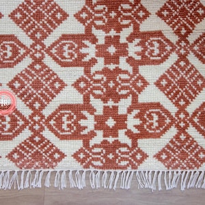 Pink Geometric High Quality Modern Diamond Pattern Hand Knotted Nordic Scandinavian Rug