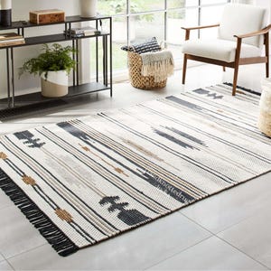 Tapis scandinave nordique en laine tissée à plat d&#39;inspiration bohème