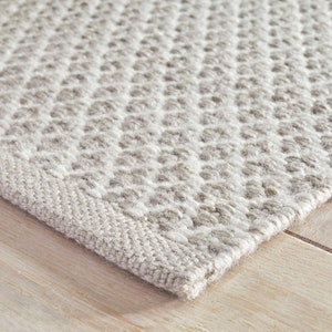 Handwoven silver and Light Blue Kilim Rug with Washable Wool-Diamond Pattern Rug (Please check description)