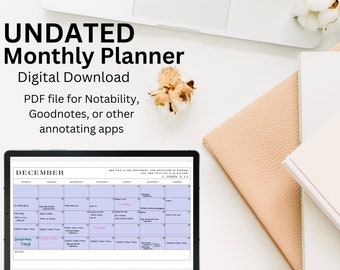 Undated Monthly Planner - Digital Download
