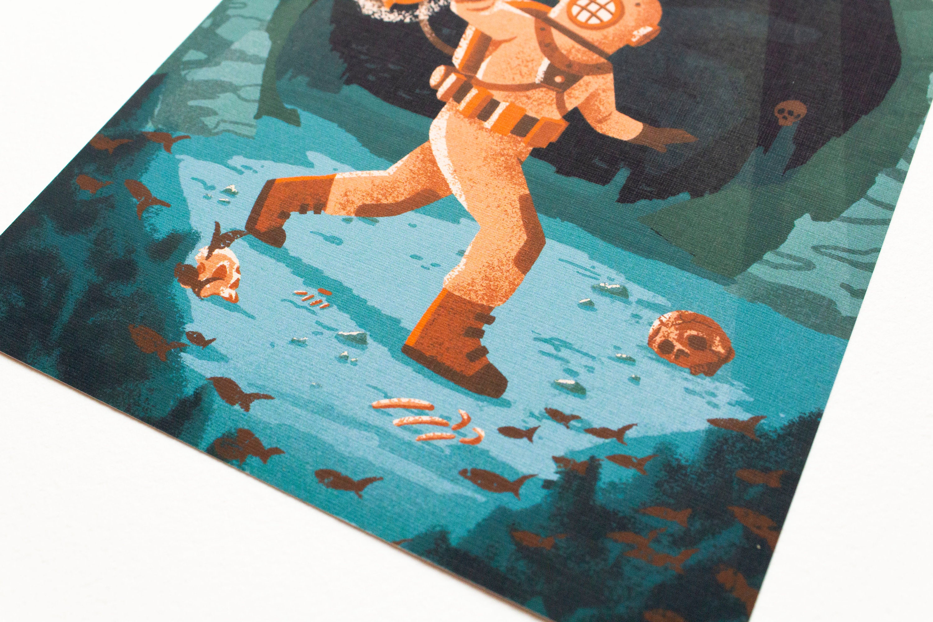 Deep Sea Diver Vintage Illustration Art Print - Etsy