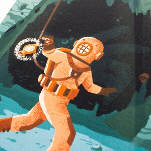 Deep Sea Diver Vintage Illustration Art Print - Etsy