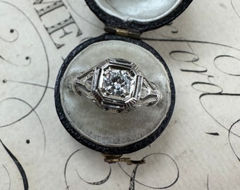 Art Deco Diamond Solitaire Engagement Ring