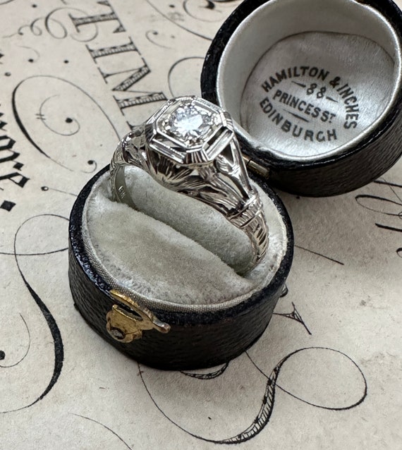 Art Deco Diamond Solitaire Engagement Ring - image 2