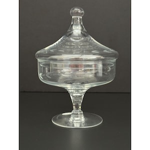 Vintage Princess House Pedestal Lidded Candy Dish 7&quot; Tall X 4.5&quot; Diameter Clear Etched Glass Elegant Display Piece