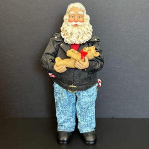 1997 Clothtique Possible Dreams Easy Ridin Santa Figure In Biker Jacket and  Jeans