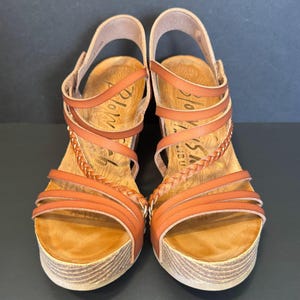 Womens Brown Strappy Platform Wedge Sandals With Braided Detail By Blowfish Malibu