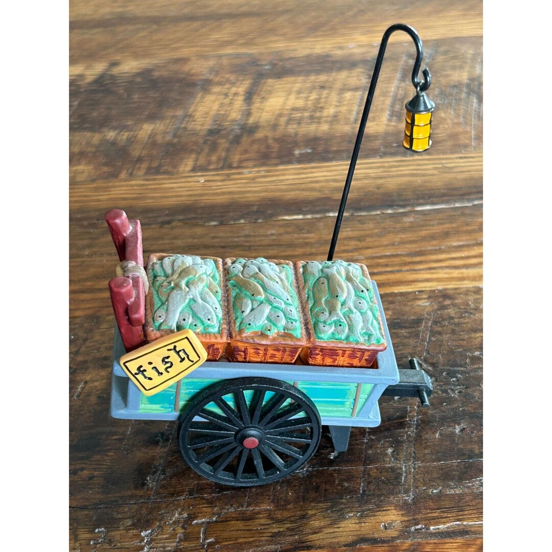 Vintage Dept 56 Fish Cart Figurine Fish Monger Cart Heritage Collection ...