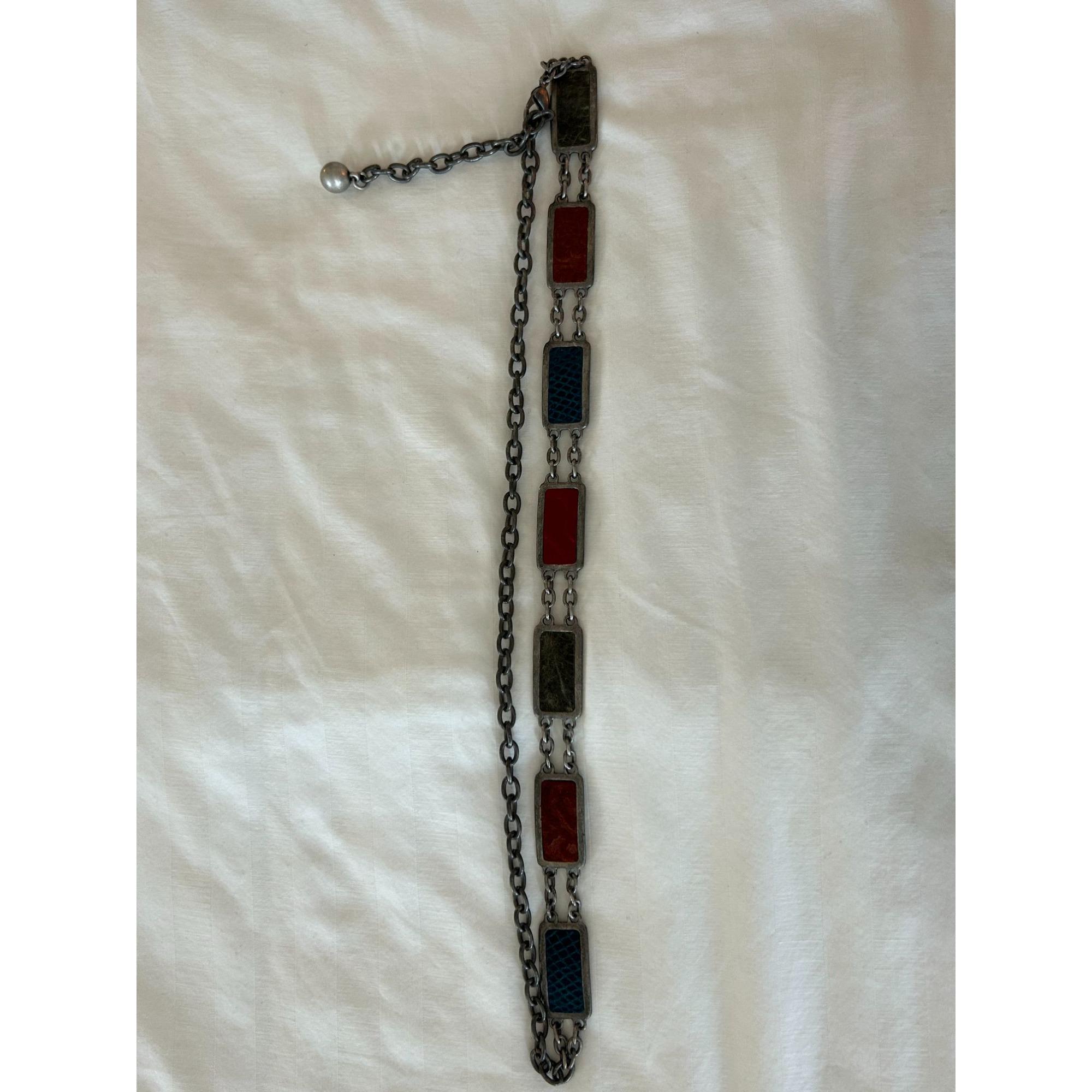 Chico\'s red chain belt Chicos Chain Link BELT Rectangular Red & Blue Enamel Accents  main image 4