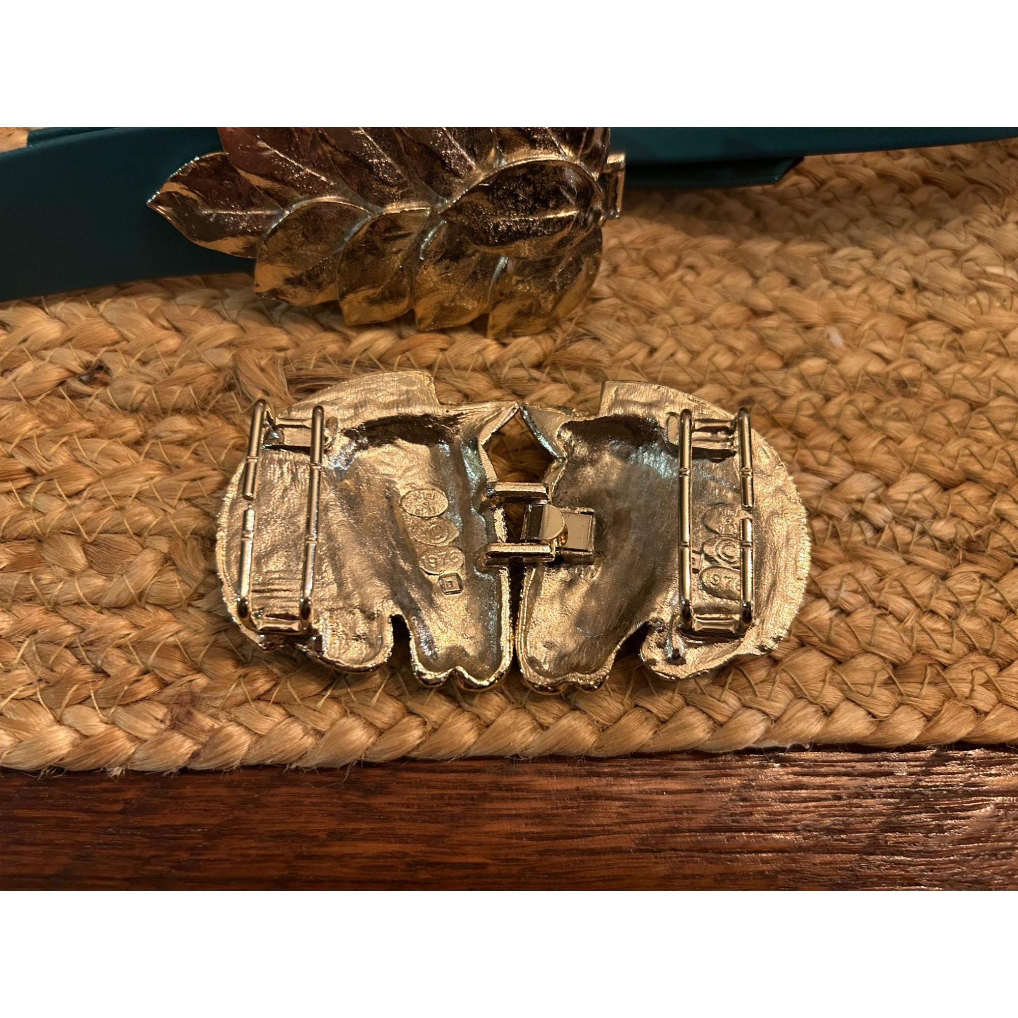 Mimi D N 1976 Vintage Belt Set....Green belt with Gold Leaf removable buckle and 1992 Mimi di N yorkie scottie dog buckle tartan belt Niscemi  main image 3