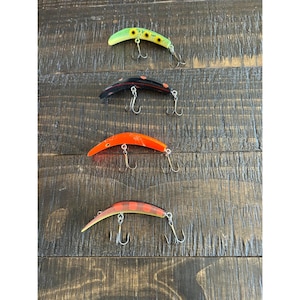 Esche da pesca Vintage U20, set di 4 esche artificiali per la pesca al black bass e alla trota