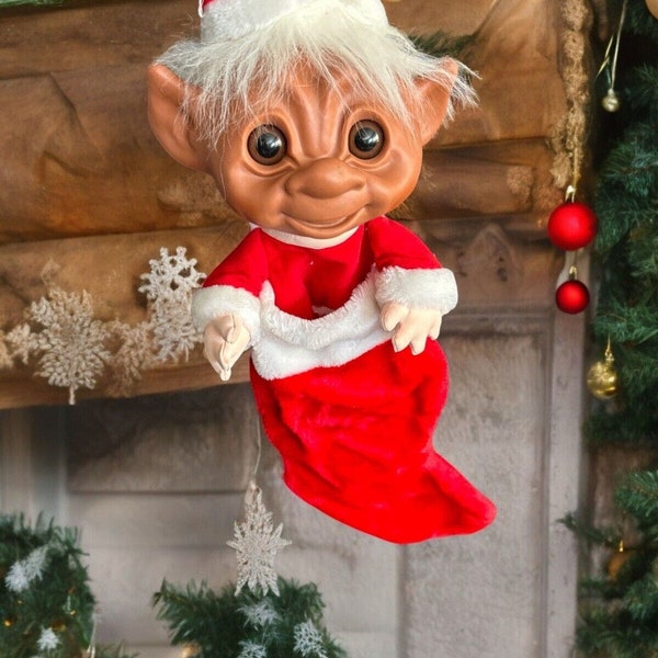 Large Vintage Troll Big Head 24" by SMITHY Troll Doll Christmas Elf Stocking