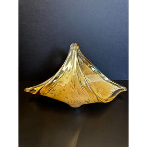 Vintage Murano Handblown Amber Glass Decorative Centerpiece Bowl