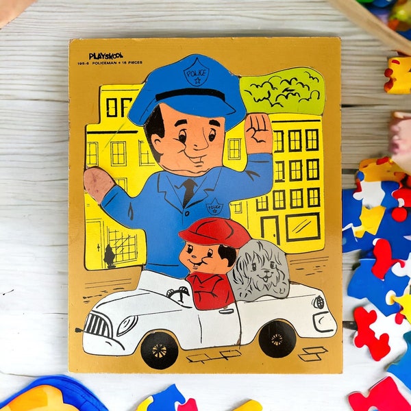 Vintage Playskool Police Directing Traffic Puzzle