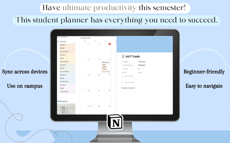 2024 Top Tier Ultimate Student Planner Notion Template | Study Planner ...