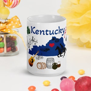 Kentucky State Coffee Mug: 15 Oz Ceramic Hot Beverage Mug