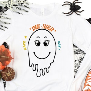 Smiley Face Shirt, Happy Halloween T-Shirt, Retro Colored T, Custom Halloween Shirt, Long Sleeve T-Shirt, Jersey Smiley Happy Face Shirt