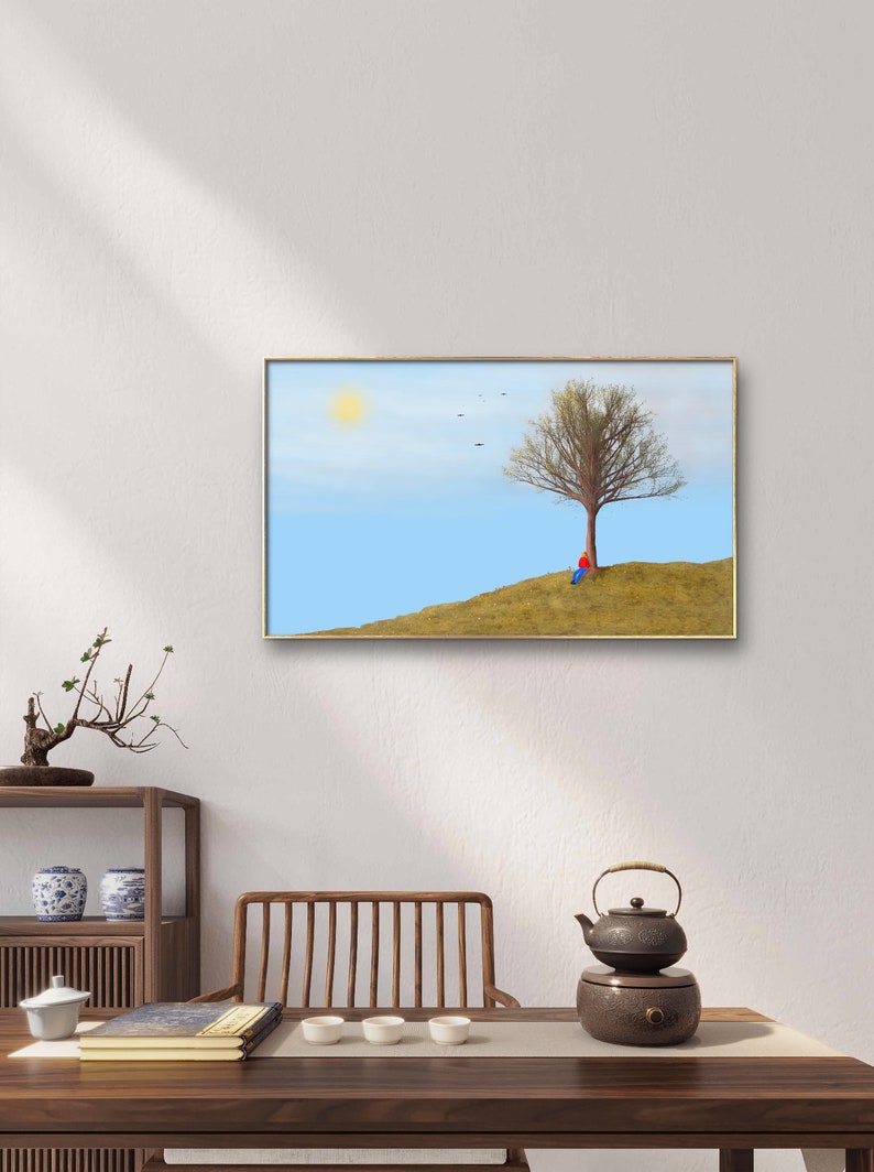 Happy Tree Digital Art Print Wall Art Deco Digital Art Download Digital Illustration Fine Print Download Fine Art Print image 5