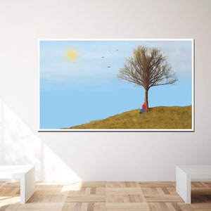 Happy Tree Digital Art Print Wall Art Deco Digital Art Download Digital Illustration Fine Print Download Fine Art Print image 3