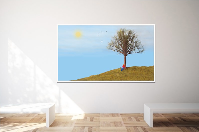 Happy Tree Digital Art Print Wall Art Deco Digital Art Download Digital Illustration Fine Print Download Fine Art Print image 3