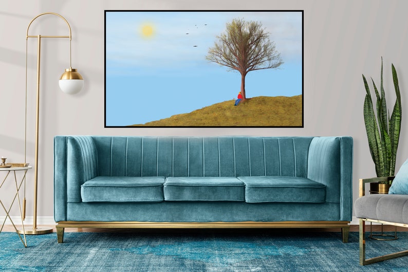 Happy Tree Digital Art Print Wall Art Deco Digital Art Download Digital Illustration Fine Print Download Fine Art Print image 2