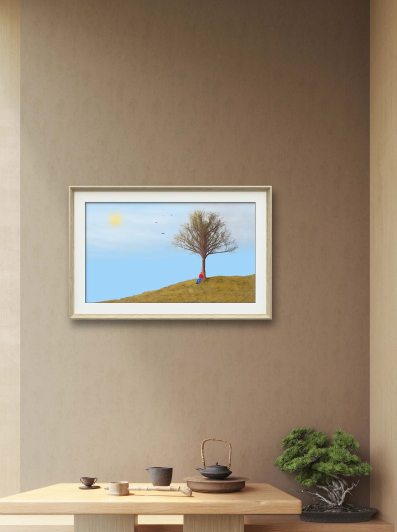 Happy Tree Digital Art Print Wall Art Deco Digital Art Download Digital Illustration Fine Print Download Fine Art Print image 4