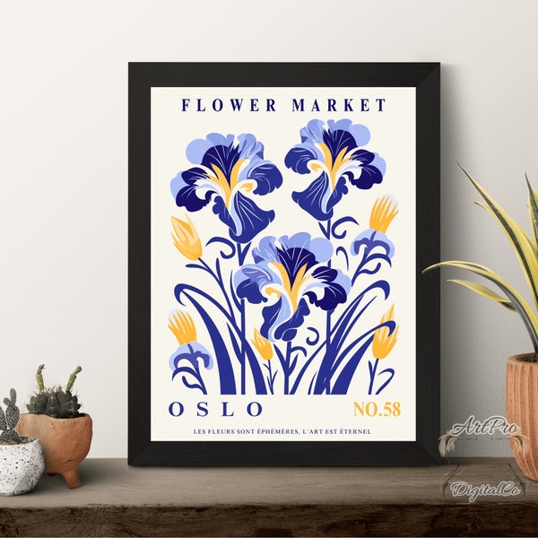 Flower Market Oslo Print, Oslo Poster, Floral Prints, Floral Poster Print, Botanical Poster, Flower Marker Poster, Flower Poster Set NO58
