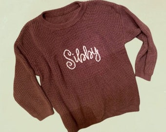 Toddler/Baby Sweater - Hand Embroidered - Monogrammed Sweater - Kids Gift