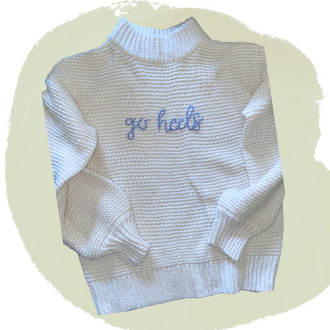 Ladies Sweater UNC Tar Heels Football Hand Embroidered Go Heels - Etsy