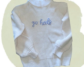 Ladies Sweater - UNC Tar Heels Football - Hand Embroidered - Go Heels