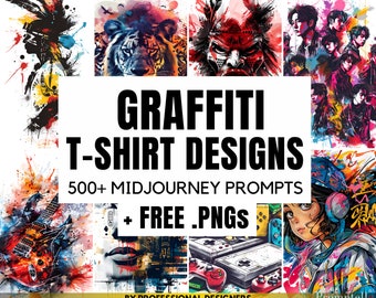 Más de 500 diseños de camisetas de graffiti expertos Mensajes de Midjourney V6, paquete de mensajes de arte de IA, aprender mensajes de Midjourney, diseños generados digitalmente